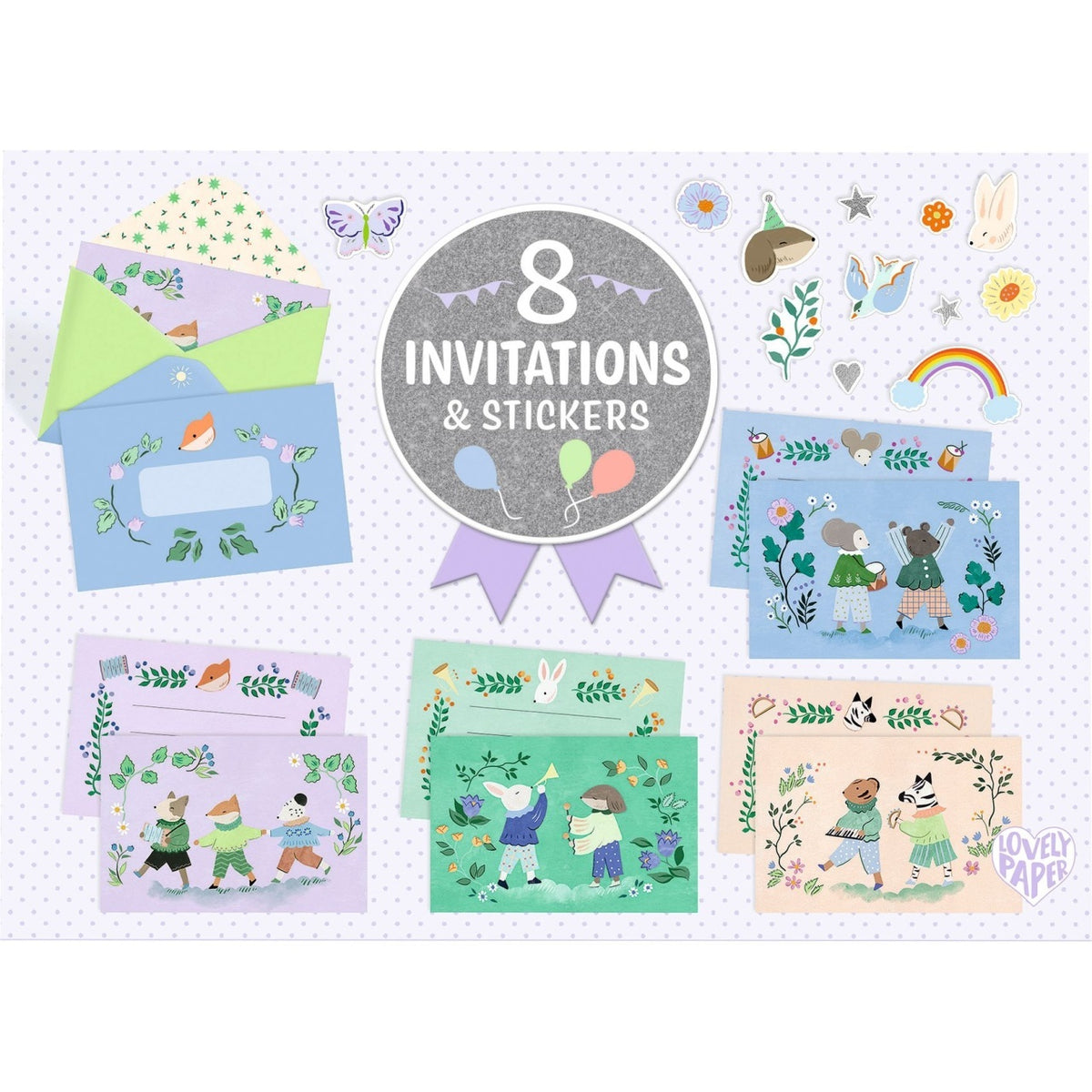 Set de invitatii Parada animalelor, Djeco