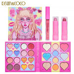 Set de Machiaj, Kevin & Coco, 26 de Culori, Pigmentate, Fard de ochi, Ruj, Gloss, Fard Obraz, 19x18x2 cm, Diferite