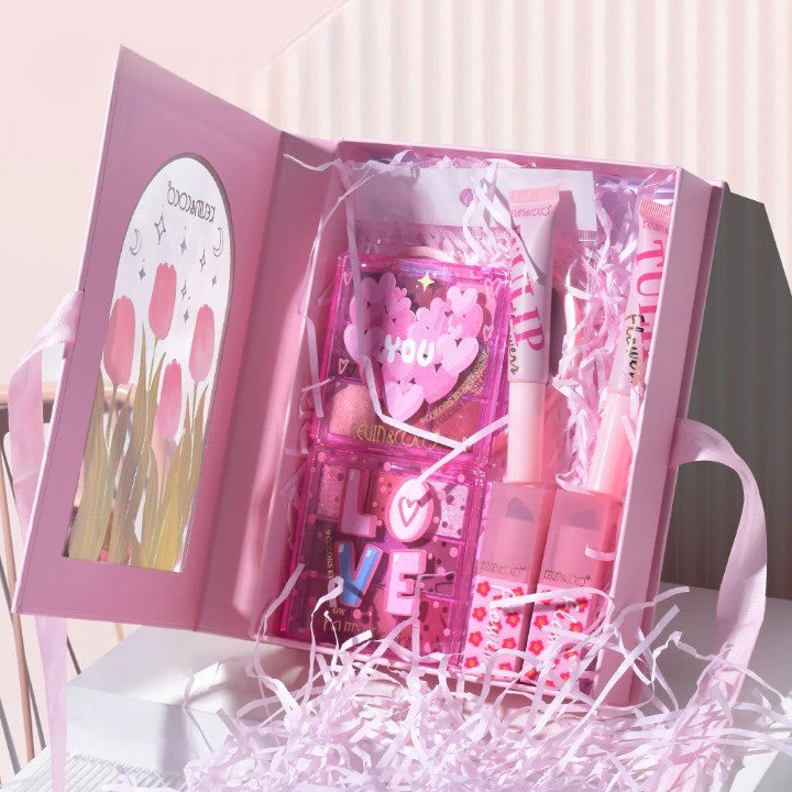 Set de Machiaj, KEVIN & COCO, 22 Culori, Model Lalele, 2 Palete de Farduri, 2 Lip Gloss-uri, 2 Lip Stick-uri, 1 Oglinda