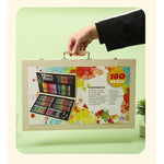 Set 180 Piese pentru Desen si Pictura, Flippy, Tip Servieta din Lemn, Model Natur, 46 x 30.9 x 4.1 cm, Multicolor