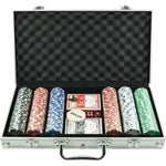 Set de Poker Complex cu 300 de jetoane Flippy, Include 2 seturi de carti, 5 zaruri, Echipat cu servieta de aluminiu cu