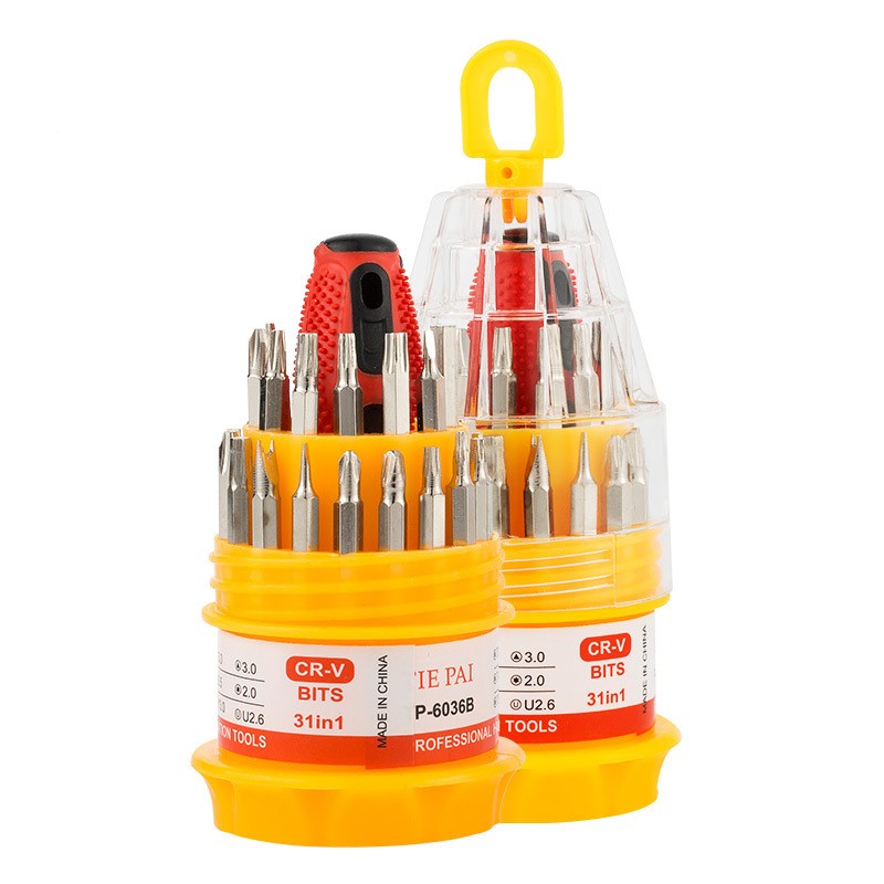 Set de Surubelnite 31-in-1 cu Clichet, Flippy, Set de Uz Casnic pentru Repararea Electronicelor Mici, Maner durabil