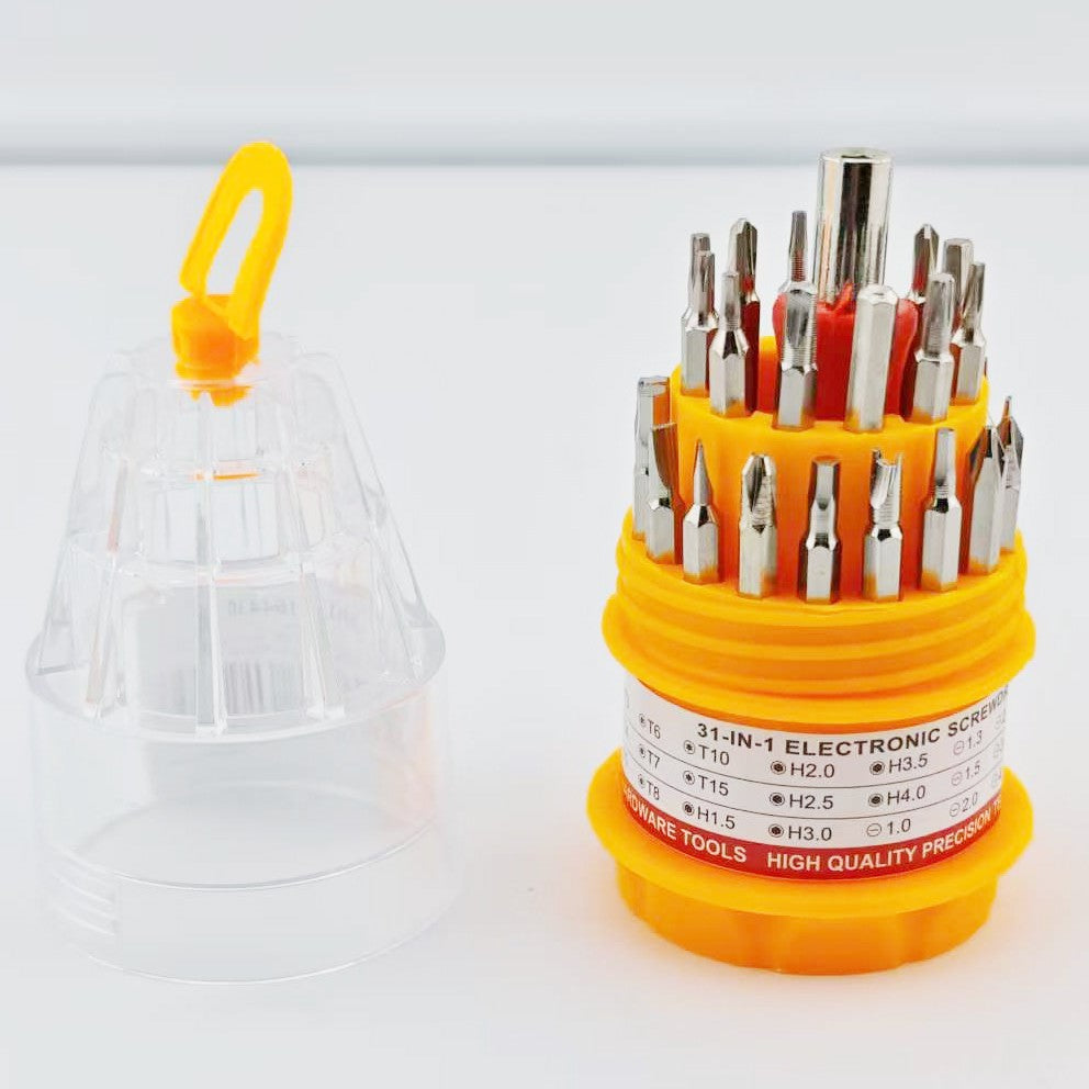 Set de Surubelnite 31-in-1 cu Clichet, Flippy, Set de Uz Casnic pentru Repararea Electronicelor Mici, Maner durabil