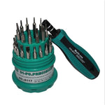 Set de Surubelnite 31-in-1 cu Clichet, Flippy, Set de Uz Casnic pentru Repararea Electronicelor Mici, Maner durabil