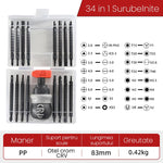 Set de Surubelnite 34-in-1 cu Clichet, Flippy, Set de Uz Casnic pentru Repararea Electronicelor Mici, Maner durabil, 12