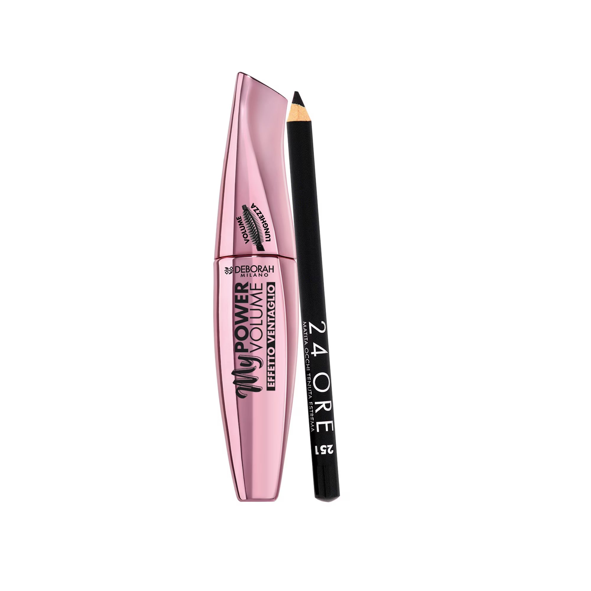 Set Deborah: 24H Extra, Gel Pencil Eyeliner, Black, 1.5 g + My Power, Waterproof, Volumizing, Mascara, Black, 14 ml - Olmarkt