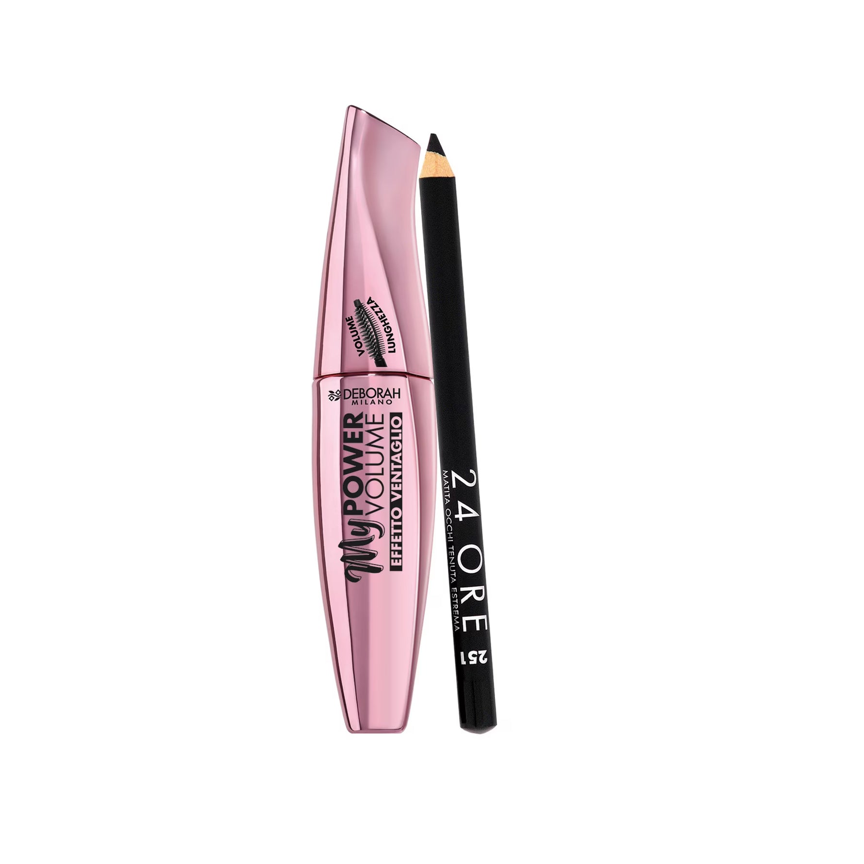 Set Deborah: 24H Extra, Gel Pencil Eyeliner, Black, 1.5 g + My Power, Waterproof, Volumizing, Mascara, Black, 14 ml - Olmarkt