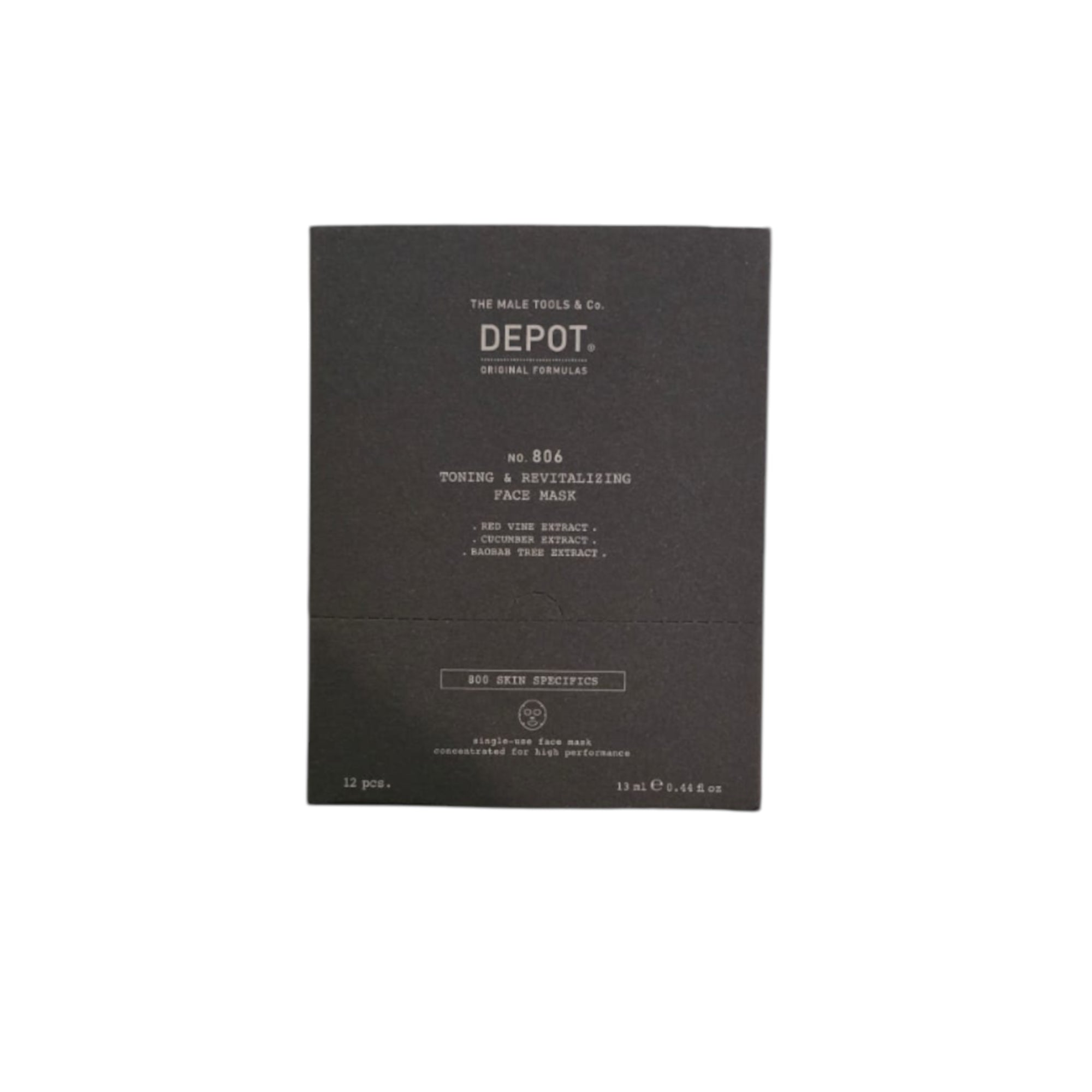 Set, Depot, 800 Skin Specifics No. 806, Acid hialuronic, Tonifiere și revitalizare, Mască facială, Pentru față, Zi, 12 buc, 13 ml - Olmarkt