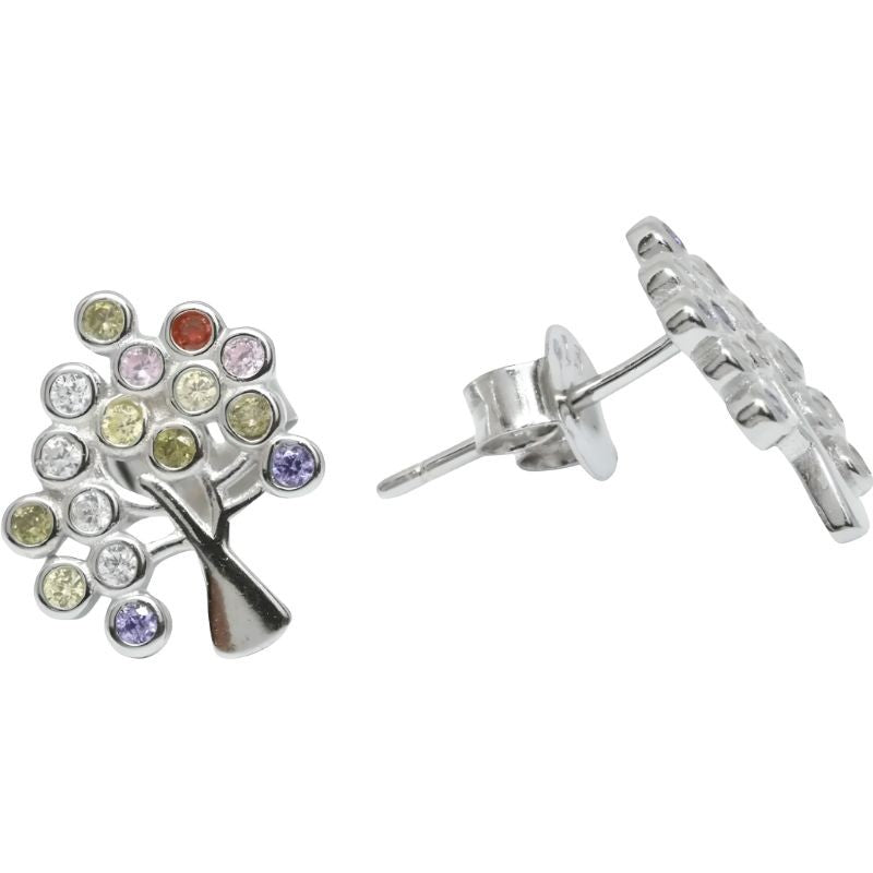Set din Argint 925 Copac cu Pietre Colorate, 2.68 g