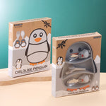 Set diversificare bebelusi Flippy, din silicon, 23.5 x 12.5 cm, 1 farfurie compartimentata in forma de pinguin,