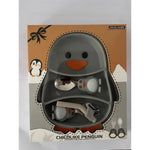 Set diversificare bebelusi Flippy, din silicon, 23.5 x 12.5 cm, 1 farfurie compartimentata in forma de pinguin,