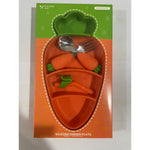 Set diversificare bebelusi Flippy, din silicon, 23.5 x 12.5 cm, 1 farfurie compartimentata in forma de morcov,