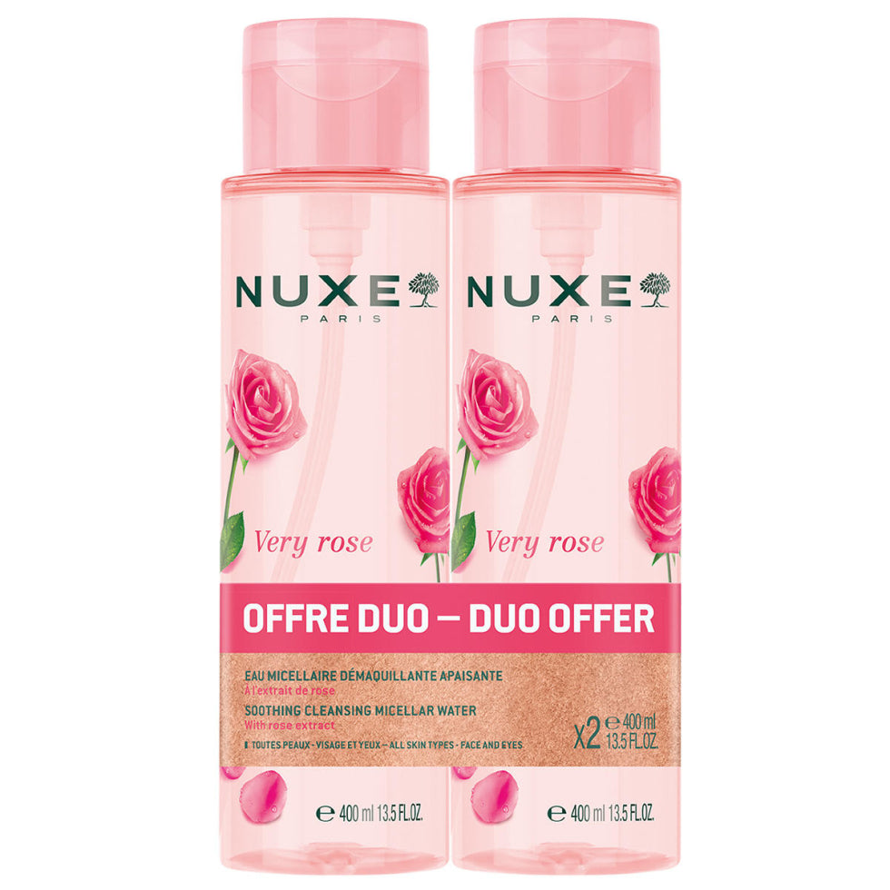 Set Duo, Nuxe, Very Rose, Curățare și calmare, Apă micelară, Pentru piele sensibilă, 2 buc, 400 ml