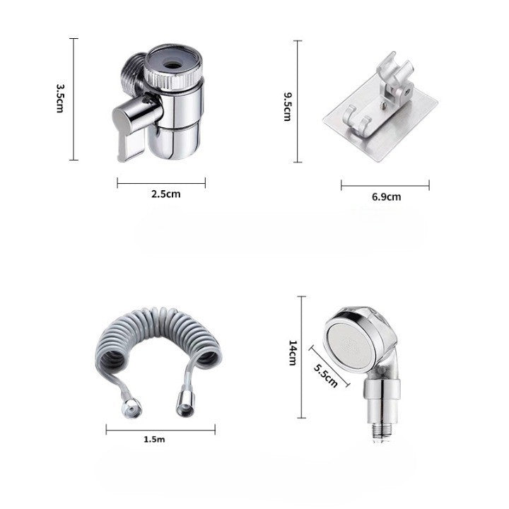 Set Extensie de Dus, Flippy, pentru Baterie Baie sau Bucatarie, 4 Piese, Filtru de Ioni Negativi, Furtun Flexibil de