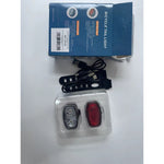 Set far si stop spate LED bicicleta, Flippy, incarcare USB, rezistent la apa, 4 moduri de luminare, Plastic, Alb/Rosu,