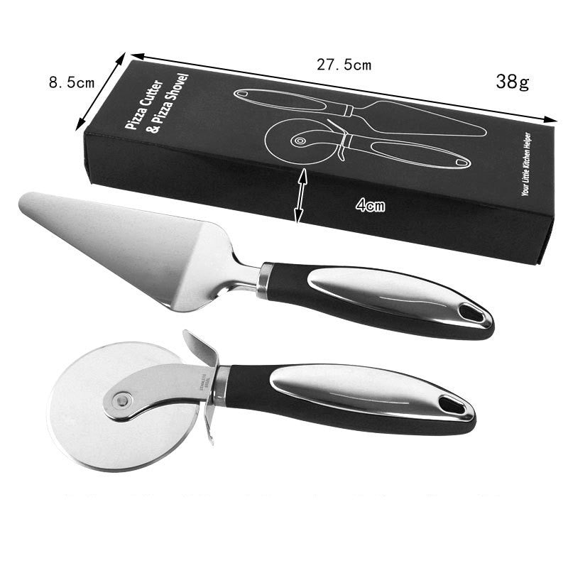 Feliator si Lopatica pentru Pizza, Flippy, set din 2 ustensile, Otel Inoxidabil, Maner Antiderapant, 26.5 x 8 x 3 cm,