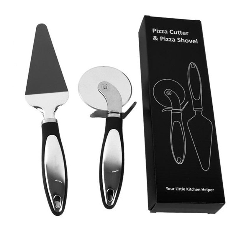 Feliator si Lopatica pentru Pizza, Flippy, set din 2 ustensile, Otel Inoxidabil, Maner Antiderapant, 26.5 x 8 x 3 cm,