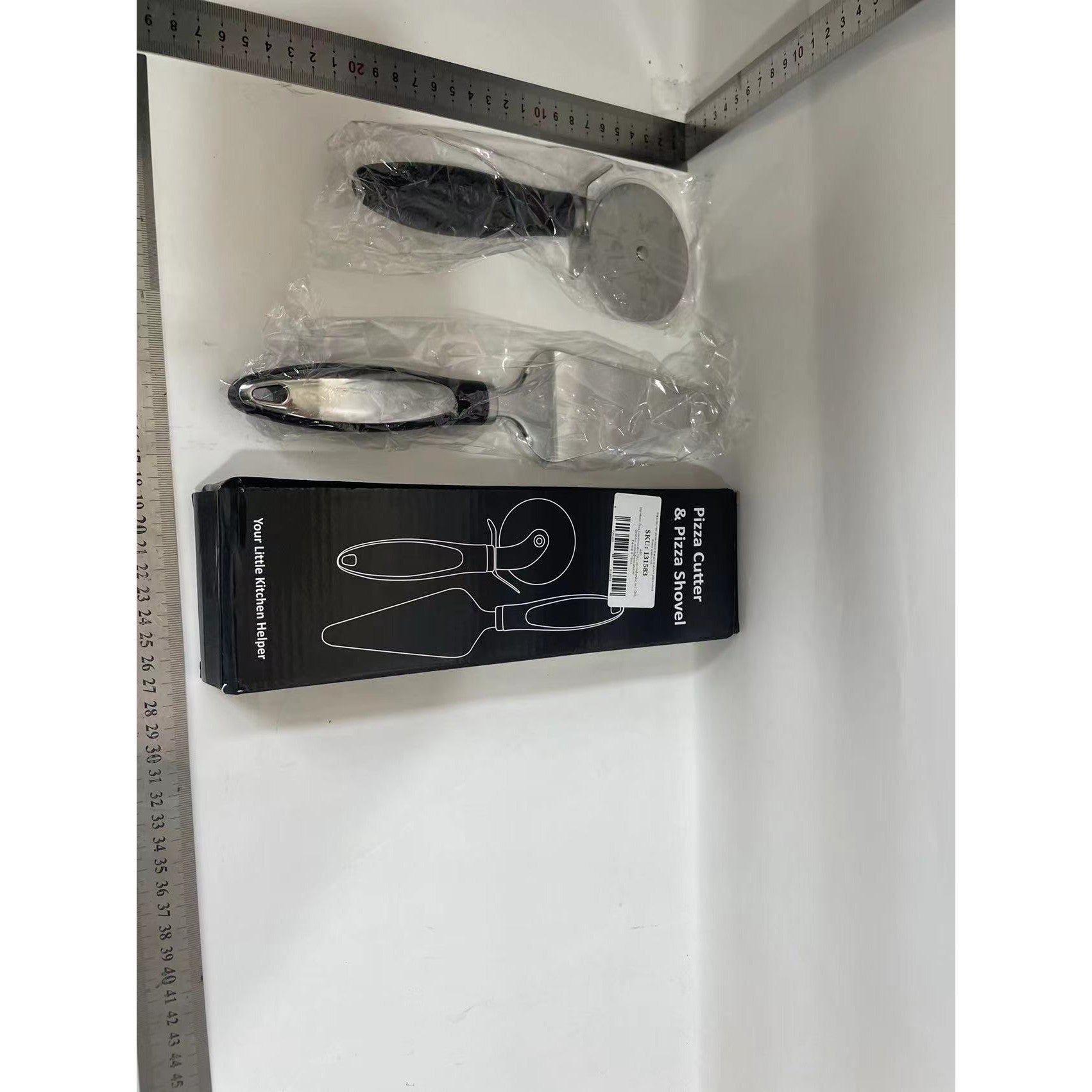 Feliator si Lopatica pentru Pizza, Flippy, set din 2 ustensile, Otel Inoxidabil, Maner Antiderapant, 26.5 x 8 x 3 cm,