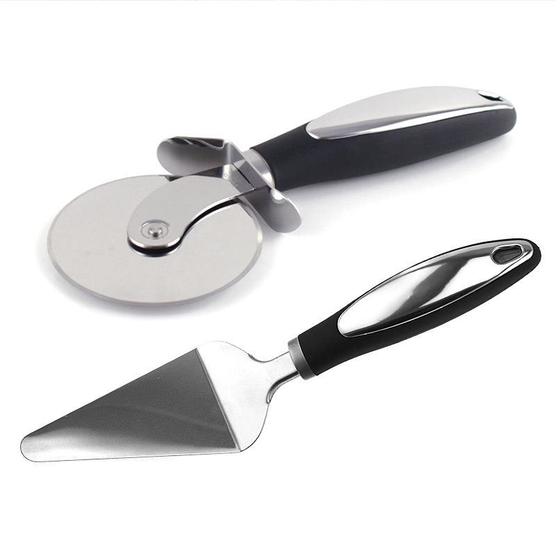 Feliator si Lopatica pentru Pizza, Flippy, set din 2 ustensile, Otel Inoxidabil, Maner Antiderapant, 26.5 x 8 x 3 cm,
