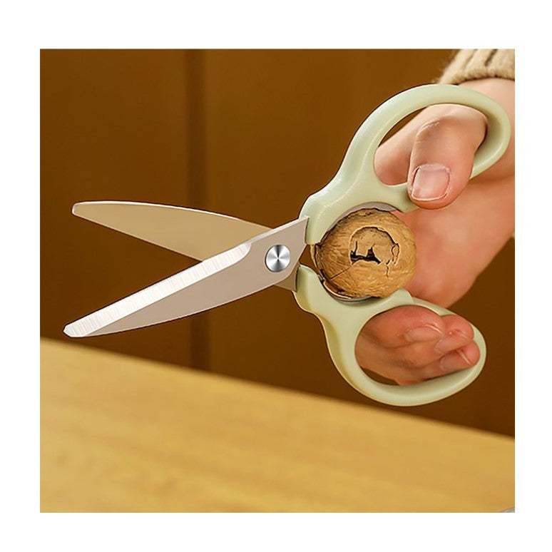 Set foarfeca pentru bucatarie Flippy, curatator legume tip suport, multifunctional, spargator nuci, material ABS si