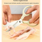 Set foarfeca pentru bucatarie Flippy, curatator legume tip suport, multifunctional, spargator nuci, material ABS si