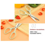 Set foarfeca pentru bucatarie Flippy, curatator legume tip suport, multifunctional, spargator nuci, material ABS si