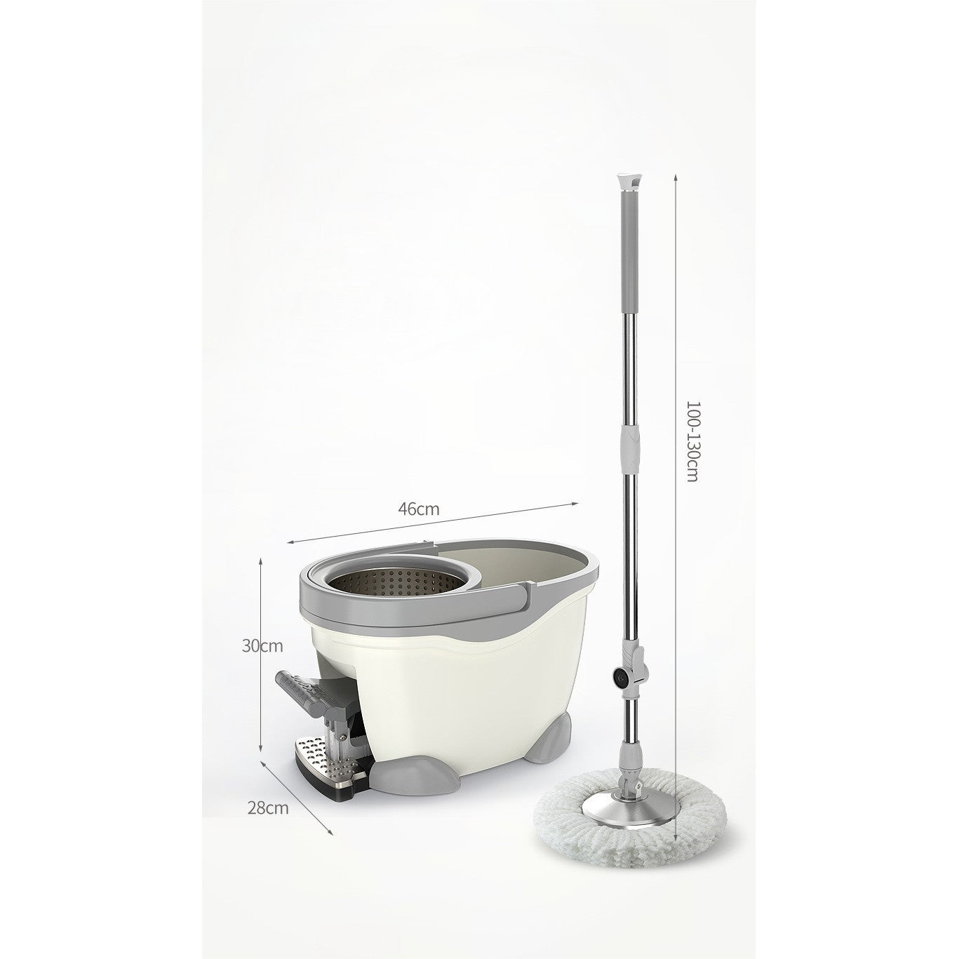 Set Galeata cu Pedala si Mop Rotativ 360°, Flippy, Cu Actiune Centrifuga x4, Pentru Uz Casnic, Maner din Otel