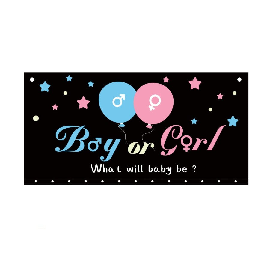 Set Gender Reveal, Flippy, Balloon Drop Bag, din Plastic si Latex, 24 Baloane Roz si Albastru 13 cm, Sac pentru Baloane