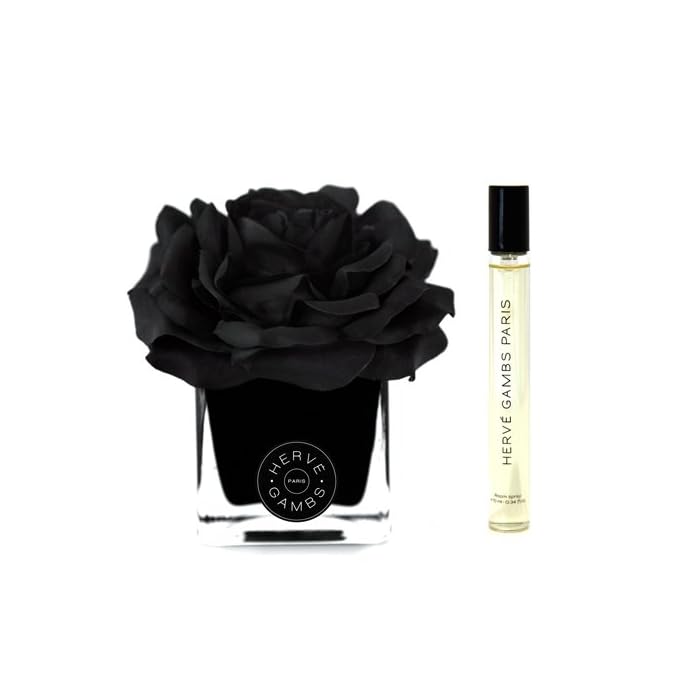 Set Herve Gambs: Ombre Patchouli, Room Spray, 10 ml + Black Couture Flower, Porcelain, Aroma Reed Diffuser, Black - Olmarkt