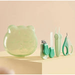 Set Ingrijire Unghii pentru Bebelusi, Flippy, Cutie de Depozitare in Forma de Ursulet, 10 x 9.5 cm, Verde