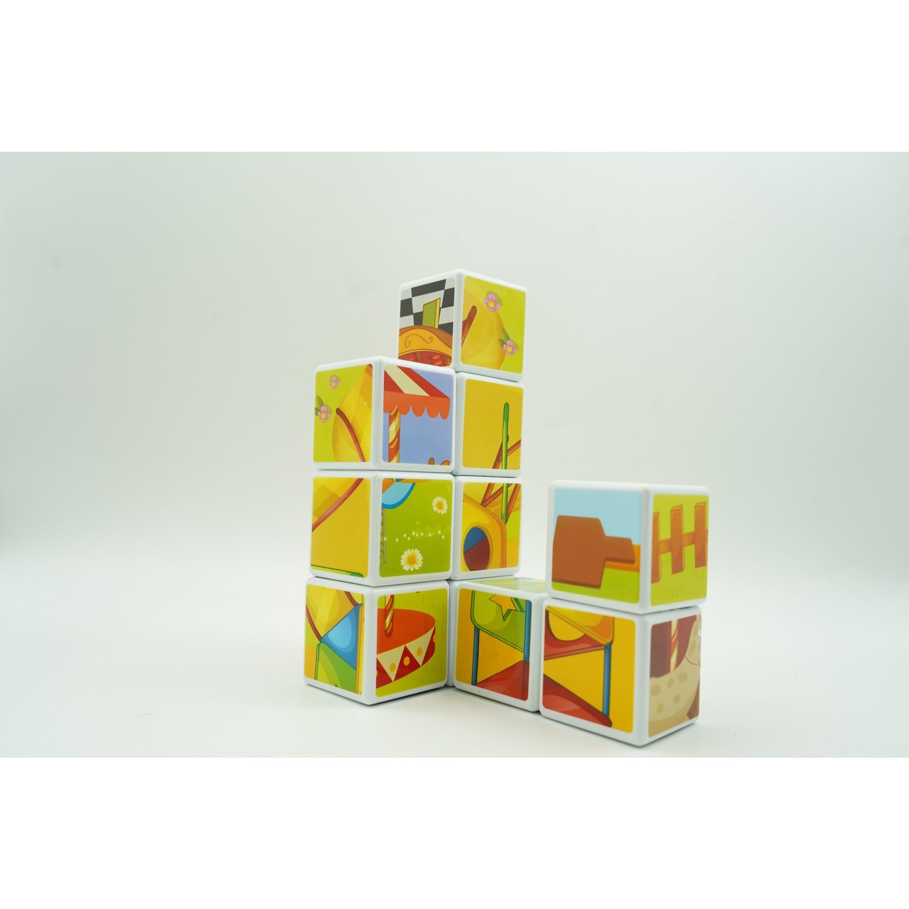 Set inteligent de cuburi magnetice pentru copii, 10 piese, cutie depozitare, puzzle parc de distractii, +3 ani,