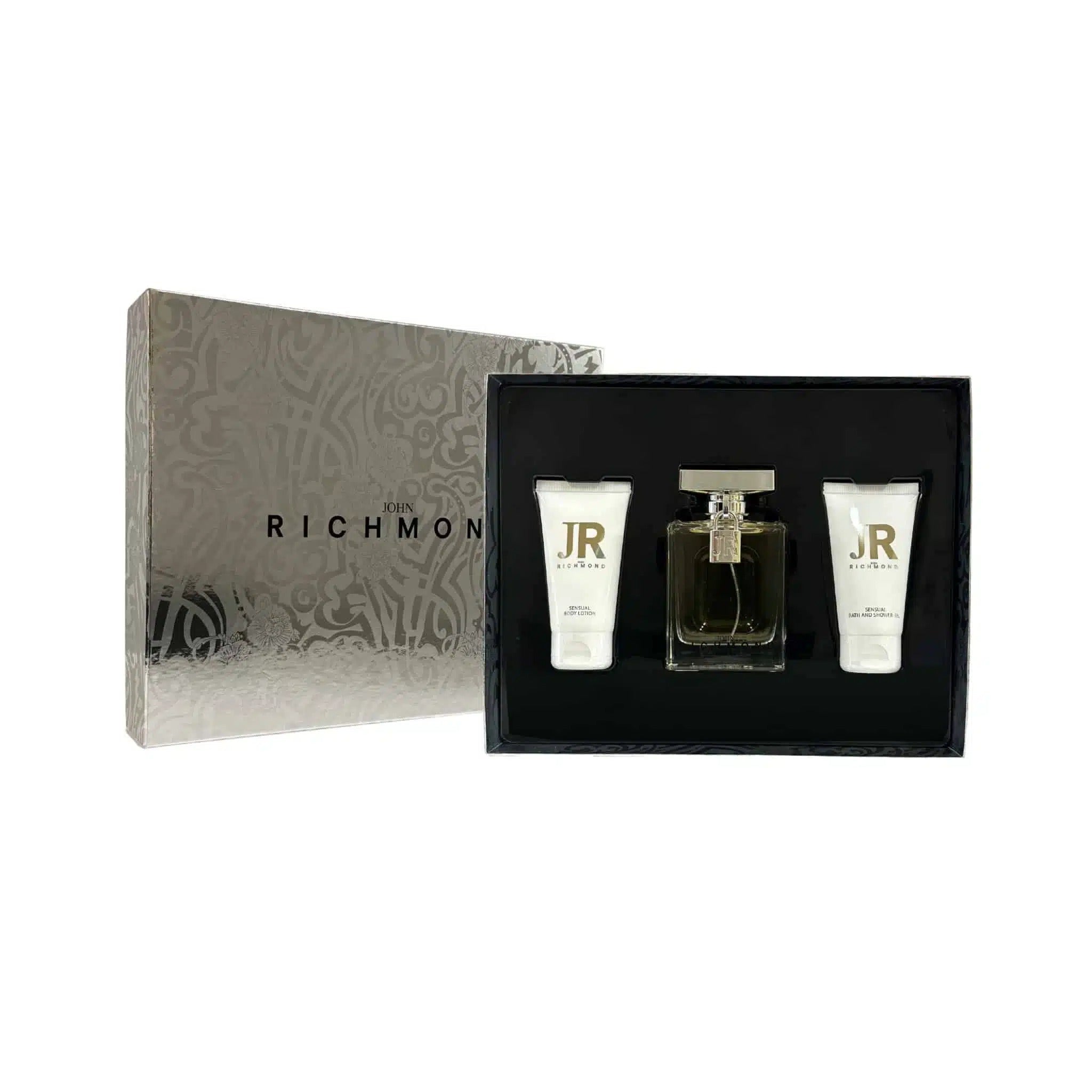 Set John Richmond: John Richmond, Natural, Hydrating, Body Lotion, 50 ml + Black Metal, Natural, Cleansing, Shower Gel, 50 ml + John Richmond, Eau De Parfum, For Women, 100 ml - Olmarkt