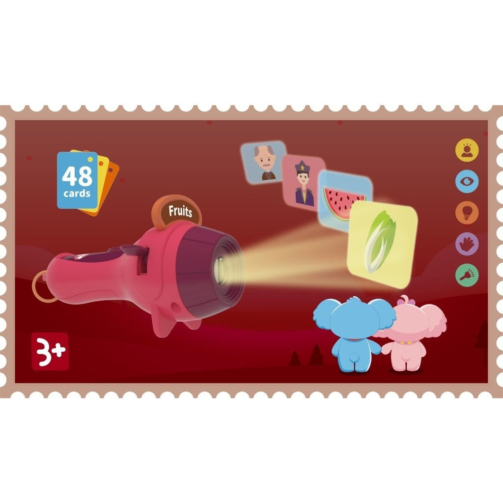 Set Jucarie Educativa, Flippy, Proiector Tip Lanterna Pentru Copii, 6 Teme, 48 de Imagini, Cutie Depozitare, +3 ani,