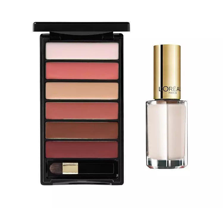 Set L'Oreal Paris: Color Riche La Palette Matte, Lip Palette, Nude, 6 g + Color Riche Le Vernis, Nail Polish, 961, Silky Fawn, 5 ml - Olmarkt