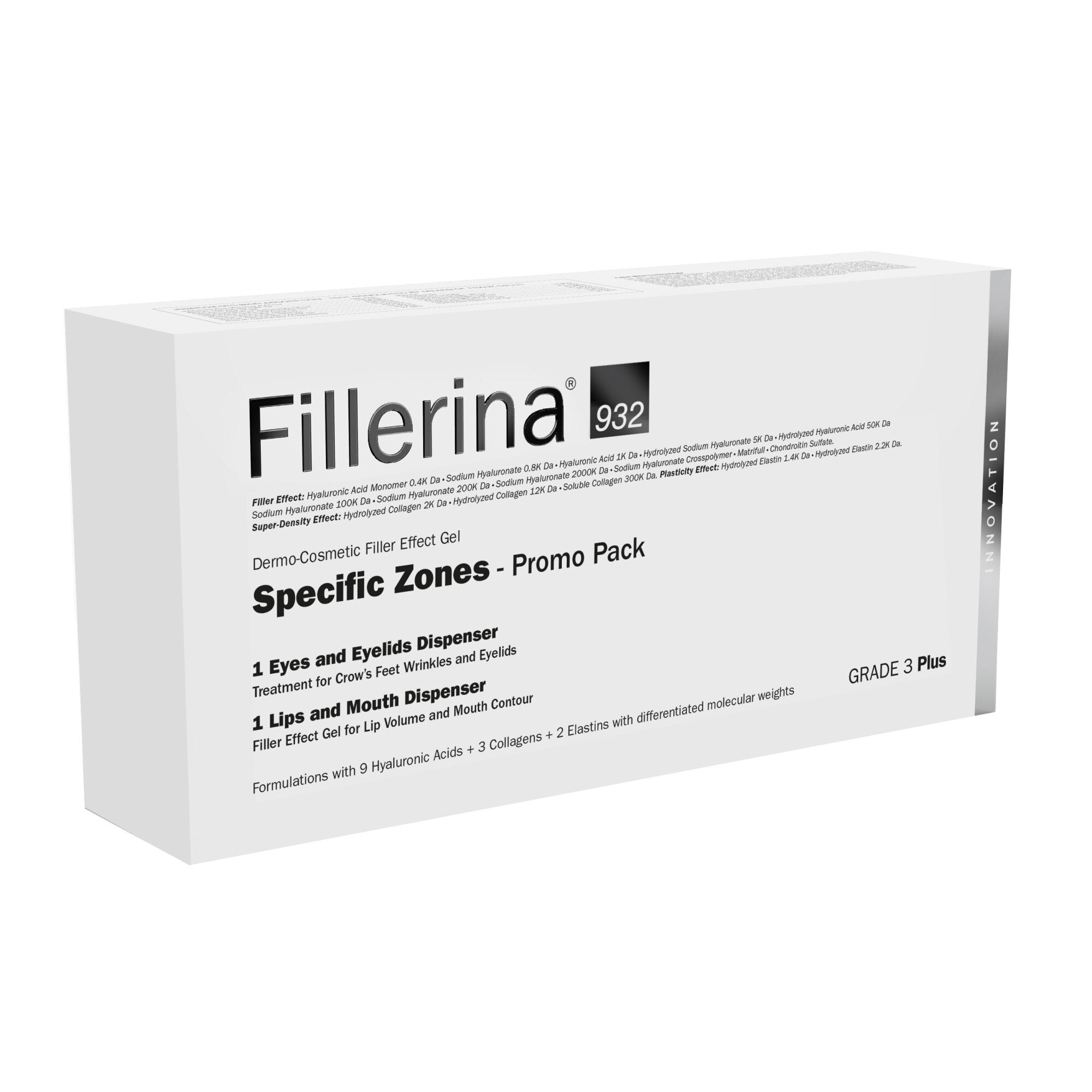 Set Labo: Fillerina 932 Specific Zones Grade 3 Plus, Hyaluronic Acid, Volumizing, Local Treatment Cream, For Lips, 7 ml + Fillerina 932 Specific Zones Grade 3 Plus, Anti-Wrinkle, Day & Night, Local Treatment Cream, For Eyes & Eyelids, 15 ml - Olmarkt