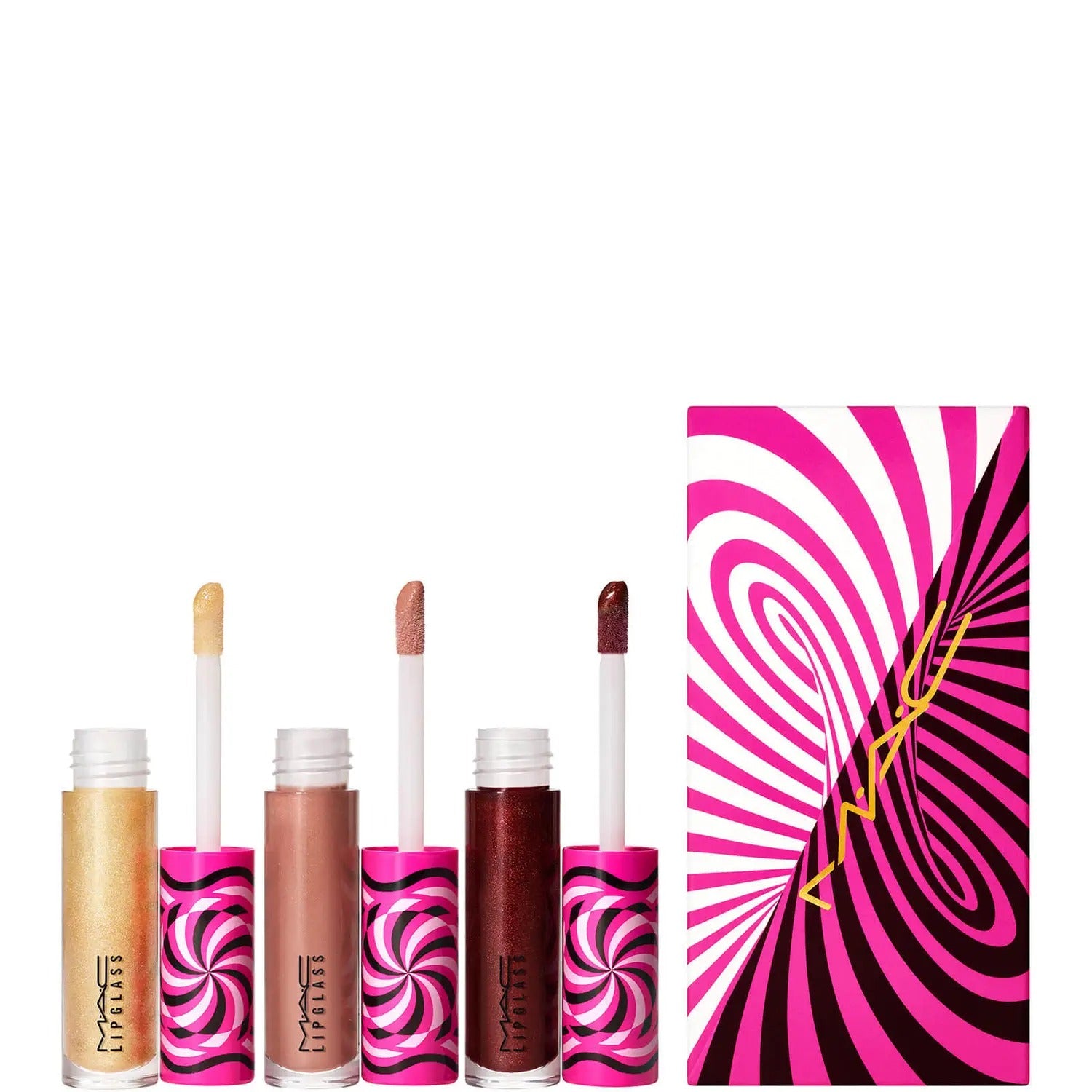 Tiny Tricks Set MAC: Lipglass, Lip Gloss, Optical Delusion, 2.4 g + Lipglass, Lip Gloss, Tiktalk of the Town, 2.4 g + Lipglass, Lip Gloss, Gilty of Trickery, 2.4 g - Olmarkt