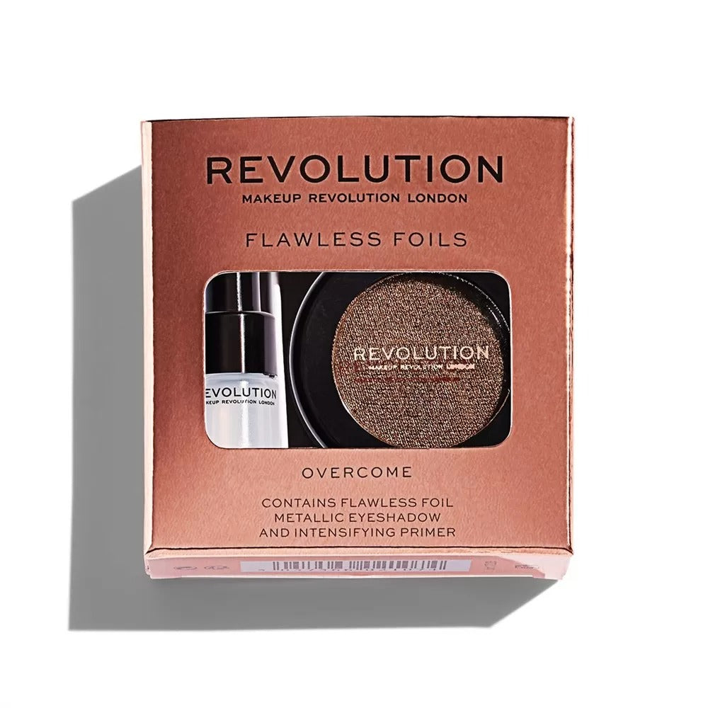 Set Makeup Revolution: Flawless Foils, Vegan, Eyeshadow Primer, 2 ml + Flawless Foils, Vegan, Eyeshadow Palette, Overcome, 2 g - Olmarkt