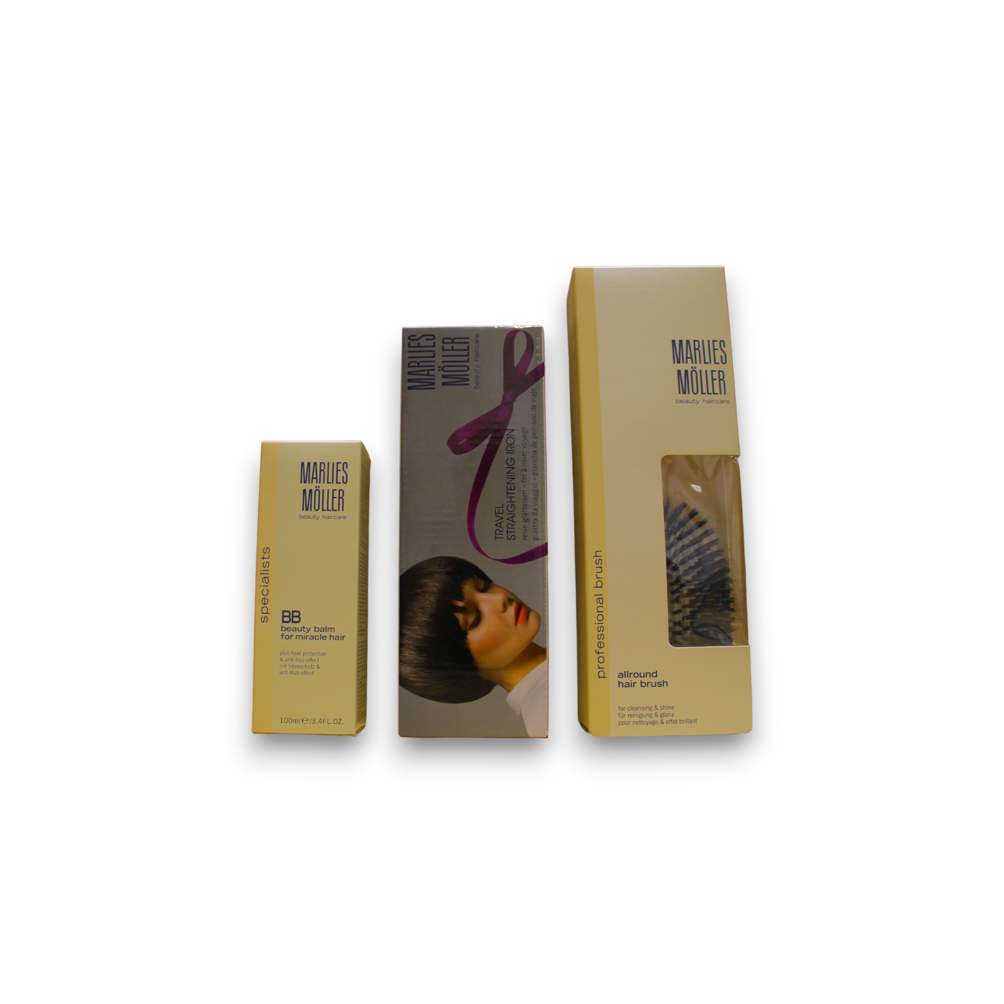 Set Marlies Moller: Specialists, Keratin, Hair Oil Conditioner, Sleek & Shine, 100 ml + Marlies Moller, Paddle, Hair Brush + Specialists, Keratin, Hair Shampoo, Sleek & Shine, 200 ml - Olmarkt