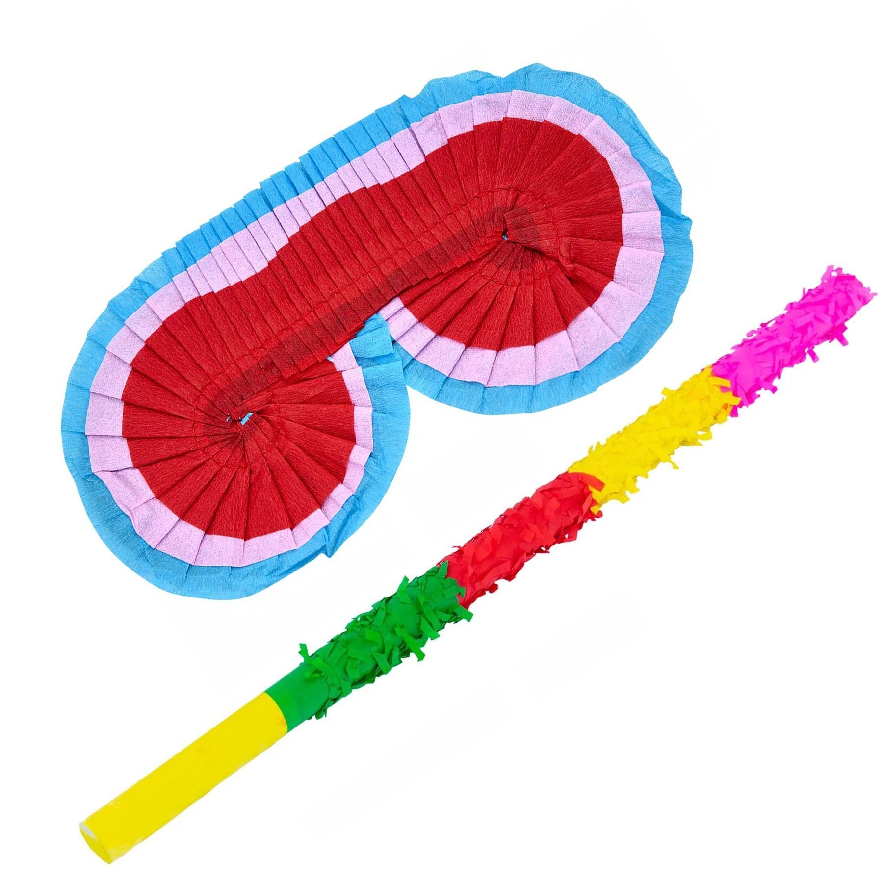 Set Masca BLINDFOLD cu Bat pentru Pinata, Flippy, Accesorii pentru Pinata, din Hartie Carton, Multicolor