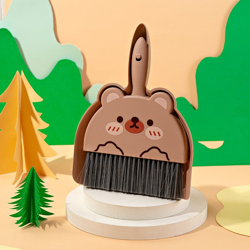 Set Mini Matura si Faras, Flippy, LITTLE CLEANER, Uz Casnic, pentru Birou, Bucatarie, Casa, Model Ursulet, 23 x 18 cm,