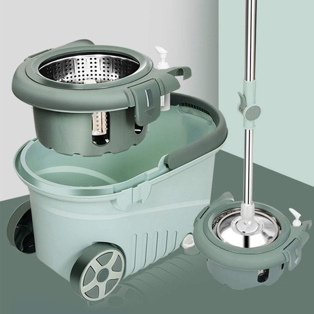 Set mop rotativ cu galeata Flippy, material plastic si microfibra, o rezerva inclusa, rezistent, cu dop scurgere, vas