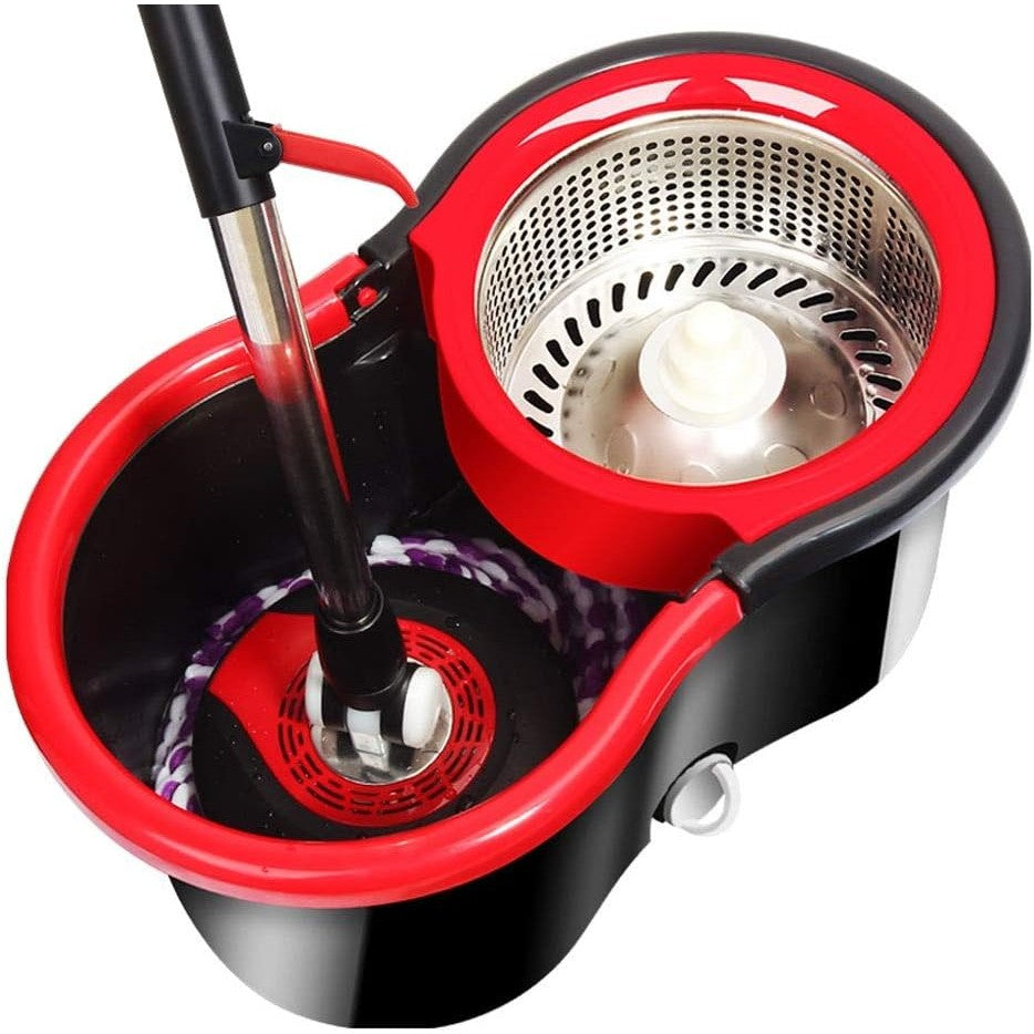 Set mop rotativ cu galeata Flippy, material plastic si microfibra, rezistent, cu dop scurgere, vas detasabil, pentru