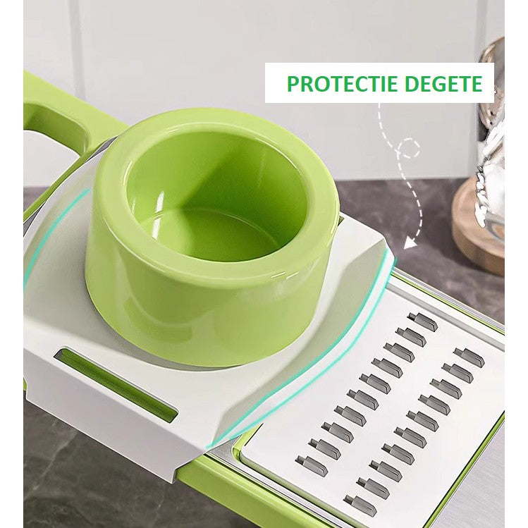 Set Multifunctional din 7 Piese, Flippy, pentru Taierea si Maruntirea Legumelor, Uz Casnic,din Otel Inoxidabil,