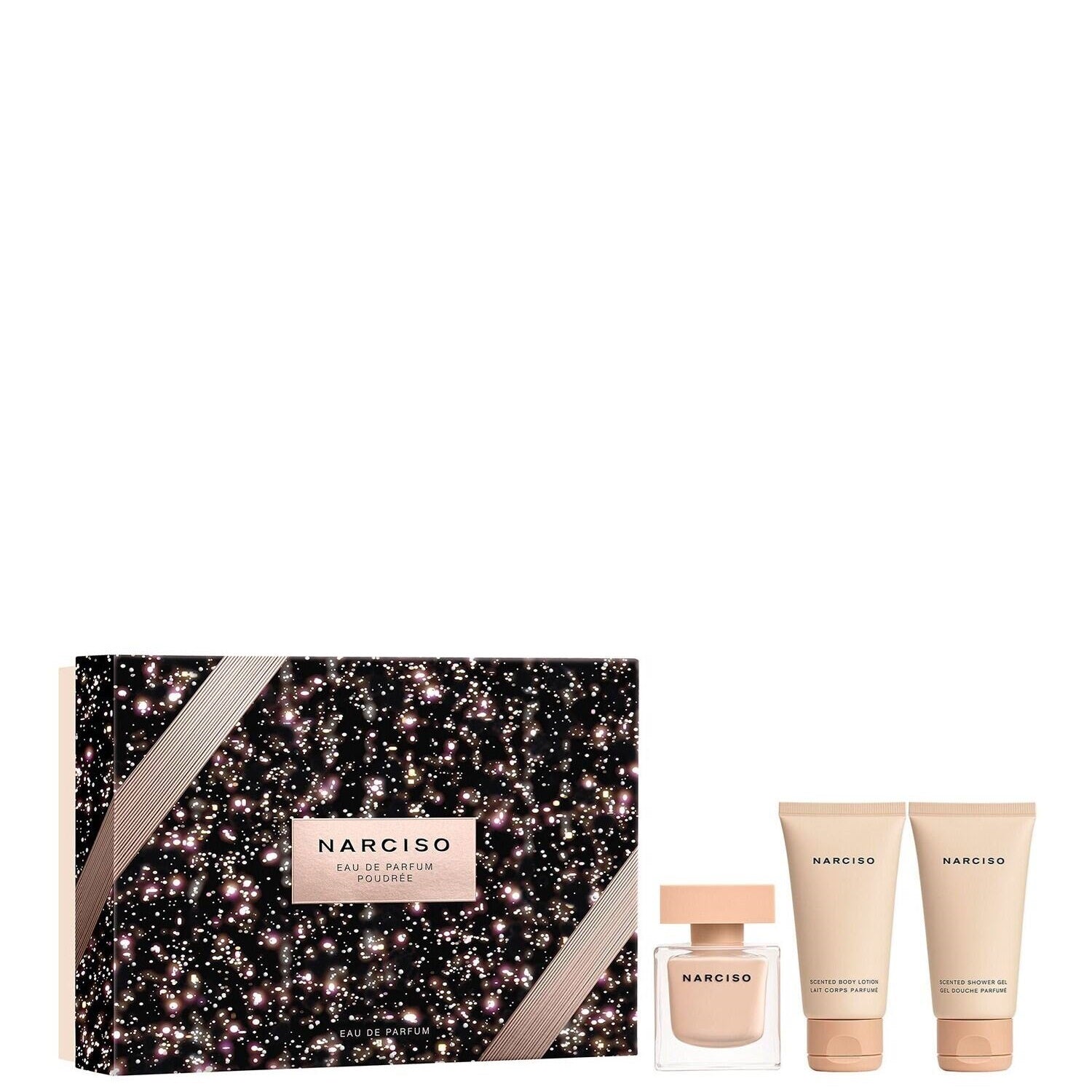 Set Narciso Rodriguez: Narciso Poudree, Eau De Parfum, For Women, 50 ml + Narciso Poudree, Hydrating, Body Lotion, 50 ml + Narciso Poudree, Cleansing, Shower Gel, All Over The Body, For All Skin Types, 50 ml - Olmarkt