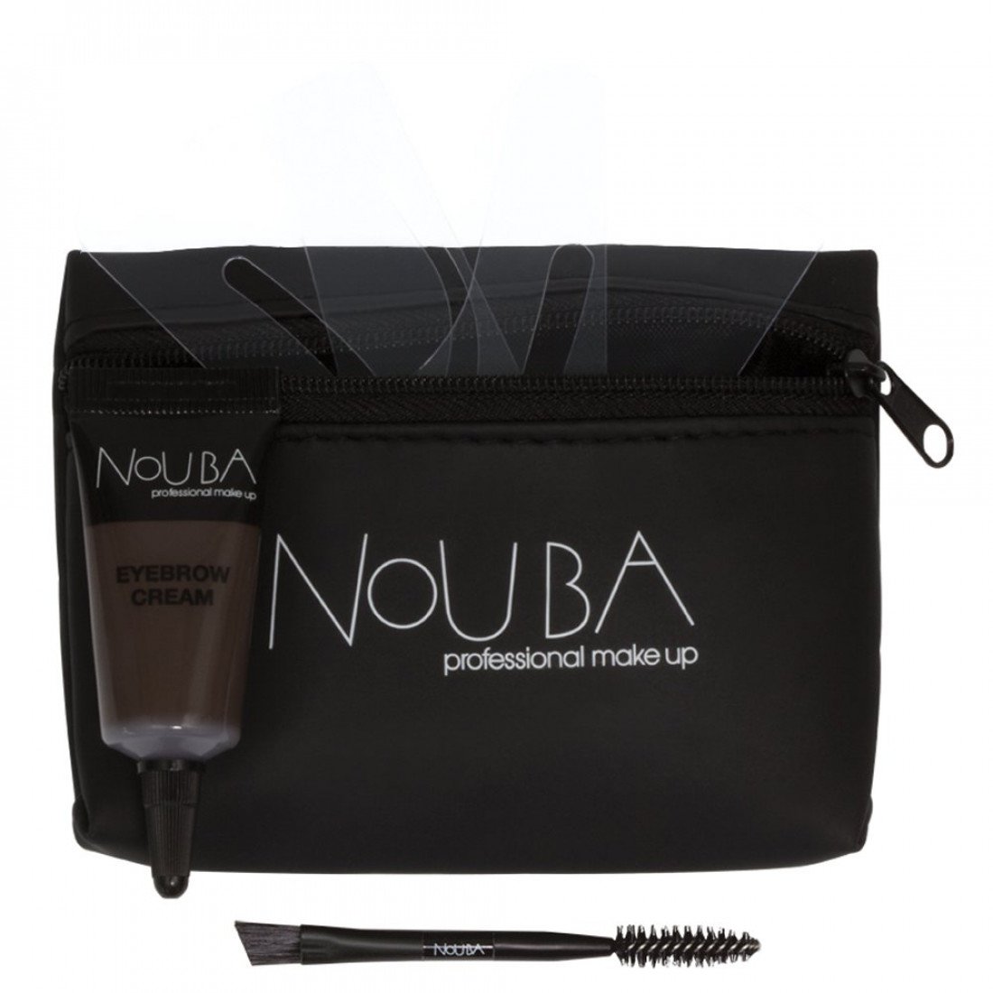 30 Set Nouba: Nouba, Eyebrow Brush + Nouba, Eyebrow Gel, 7 ml + Textile Makeup Bag, Black - Olmarkt