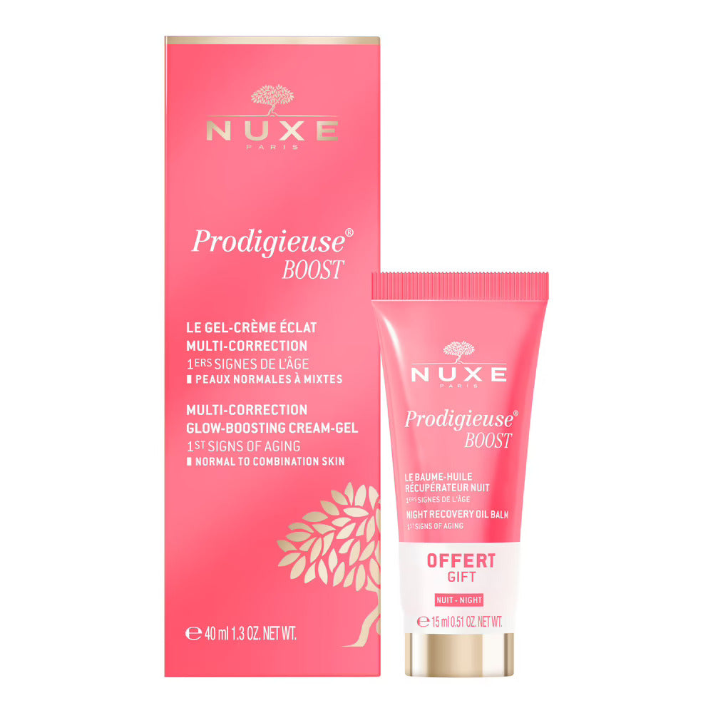 Set Nuxe: Creme Prodigieuse Boost, Recovery, Night, Balm, For Face, 15 ml +  Prodigieuse Boost, Multi-Correction, Gel Cream, For Face, 40 ml - Olmarkt