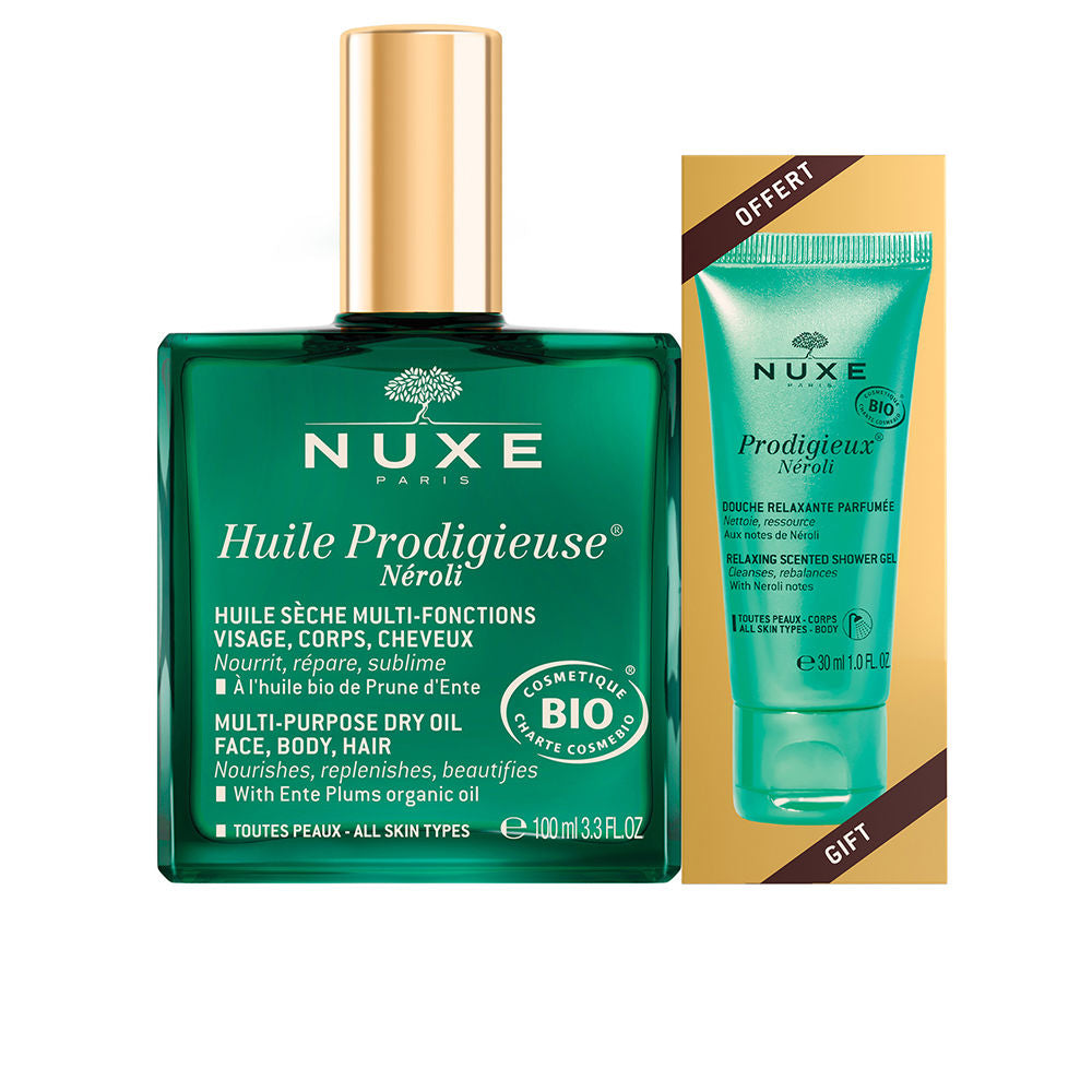 Set Nuxe: Huile Prodigieuse Multi-Purpose Neroli, Body Oil, For Face, Body & Hair, 100 ml + Prodigieux Neroli, Shower Gel, All Over The Body, For All Skin Types, 30 ml - Olmarkt