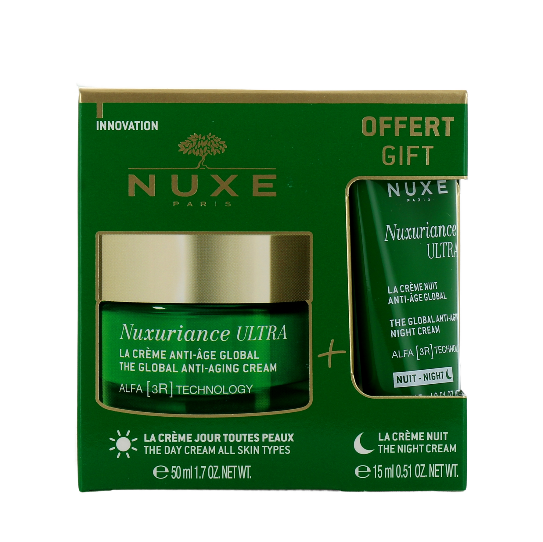 Set Nuxe: Nuxuriance Ultra, Anti-Ageing, Cream, For Face, 50 ml + Nuxuriance Ultra, Anti-Ageing, Night, Cream, For Face, 15 ml - Olmarkt