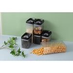 Set 4 Recipiente din Plastic, Flippy, pentru Alimente/Obiecte, Inchidere Ermetica, Textura Ondulata, 2 x 1.5l, 2 x 3.3