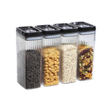 Set 4 Recipiente din Plastic, Flippy, pentru Alimente/Obiecte, Inchidere Ermetica, Textura Ondulata, 4 x 3.3 l,